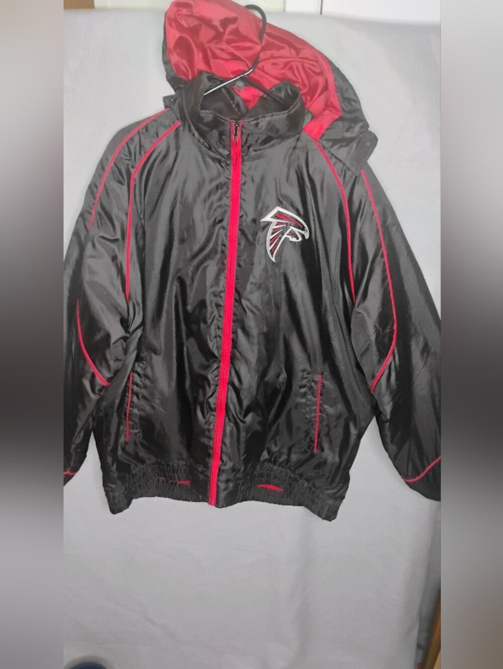 Mens Atlanta Falcons NFL G III Apparel Hoodie Black Sz XL Red Piping Zipup